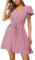 Aokosor Dresses for Women Ladies Summer Dress Ash Pink Ruffle Sleeve Mini Dresses Size 10-12