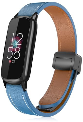 Lzwldan Leder-Uhrenarmband, kompatibel mit Fitbit Luxe, weiches Echtleder mit magnetischer Schnalle, Ersatzarmband für Fitbit Luxe, Fitness-Smartwatch für Damen und Herren