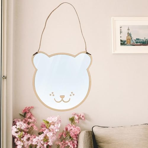 LIMEOW 3D Acryl Bärenspiegel für Kinderzimmer und Badezimmer, kleiner Wandspiegel mit Holz Wandsticker, niedliche Wanddeko