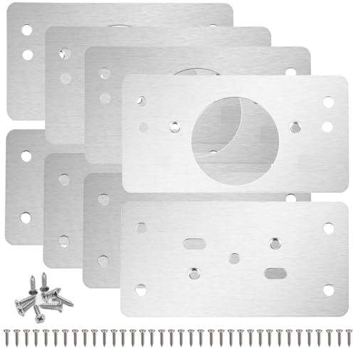 Aieino 8PCS Hinge Repair Plate with 48PCS Screws, Cupboard Hinges Repair Plate Kit Flat Fixing Brace Brackets Stainless Steel Joining Mending Plates for Kitchen Cabinet Wood Furniture Door Drawer(B)