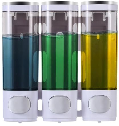 Accmuzzy Duschgel Spender,Shampoo-Spender für Dusche Ohne Bohren,3-in-1 Seifenspender Dusche für die Wandmontage im Bad (Weiß, 3 Kammern)