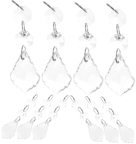POPETPOP Kristallanhänger Kristallglas Deckenlampe Hängedekoration 10 Stück Transparent Achteckige Perlen Anhänger für Hochzeit Party Zuhause Fenster Lichtbrechung Lampenornament