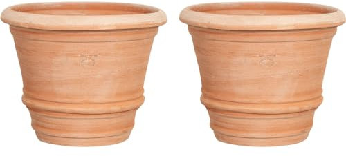 Biscottini Set 2 Vasi per piante da esterno L40xPR40xH30 terracotta toscana Made in Italy - Vasi terracotta grandi da esterno - Vaso grande da esterno - Vasi per piante da esterno