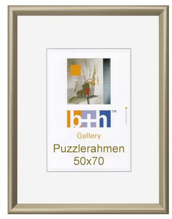 OSLO MasterLine Bilderrahmen Kunststoff 50 x 70 cm gold matt - messing Echtglas Puzzlerahmen Portraitrahmen