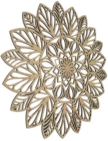 SENTOP HDF0255 Geschnitztes Bild an der Wand aus Holzmaterial für den Innenraum, Blume (Ahorn, 40 cm)