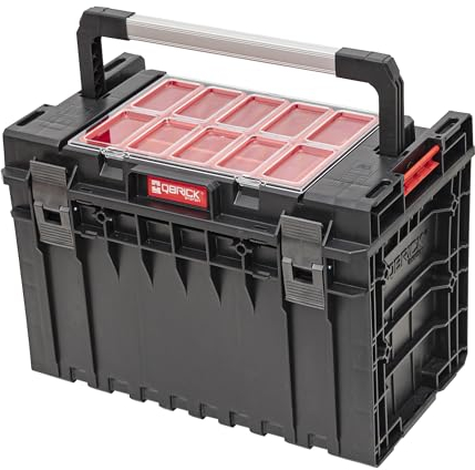 QBRICK - Werkzeugkasten Leer - Werkzeugbox mit Organizer Groß - Sortierkasten aus Robustem Kunststoff - Werkzeugkoffer mit Trennwänden, Stapelbar - System ONE 2.0 450 Expert