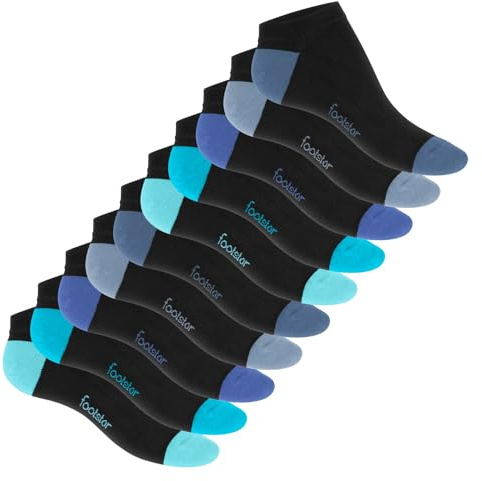 Footstar Damen und Herren Sneaker Socken (10 Paar) mit abgesetzter Ferse und Spitze