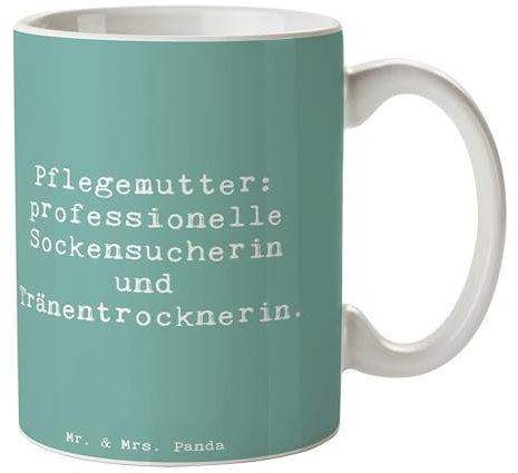 Mr. & Mrs. Panda Tasse Spruch Pflegemutter Heldin - Geschenk, Trost, Kaffeebecher, Heldin des Alltags, Pflegefamilie, Familienmitglieder,