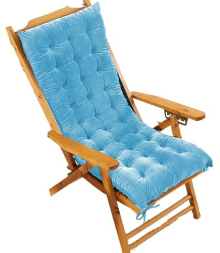 Tumbona para exteriores con lazos para jardín, patio y piscina, comodidad para interiores y exteriores, tumbona mecedora en color azul sólido (170 x 50 pulgadas)