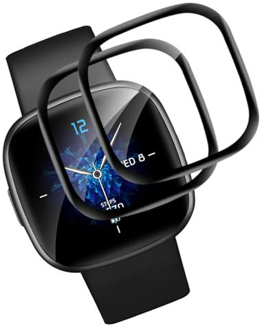Carantee 2 Pièces Verre Trempé pour Fitbit Versa 3/Sense/Sense 2/Versa 4, Résistant protection pour Fitbit Versa écran, Sans Bulles Vitre Haut Définition Film Trempé Compatible avec Fitbit Sense