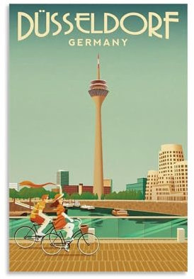 ouweri Düsseldorf Deutschland, Vintage-Reise-Poster, Kunstdruck, Wandfoto, Farbe, hängendes Bild, Familienschlafzimmer, Dekoration, 30 x 45 cm