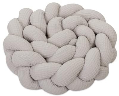 babybay Baby Kuschelschlange Waffelpiqué (Made in EU) - Kuschelschnecke in vielen Farben und Größen, Nackenrolle, Kopfschutz für Wickeltisch (weißgrau, 180cm)