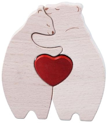 EHJRE Wooden Bear Puzzle for Family, Heartfelt Home Decor, Gift for Parents, 2 bears