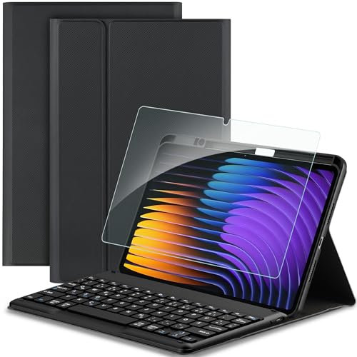 EasyAcc Tastatur Hülle Kompatibel mit Xiaomi Mi Pad 7/ Mi Pad 7 Pro (11.2 Zoll, Modell 2025) mit Schutzfolie, [QWERTZ Deutsches], Abnehmbar Tastatur Schutzhülle mit Pencil Halter (Schwarz)
