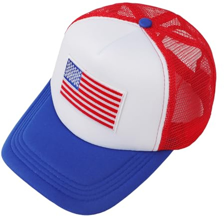 Usa Flag Mesh Baseball Cap for Men Women Breathable Snapback Hat Adjustable Outdoor Trucker Hat American Flag Hip Hop Cap
