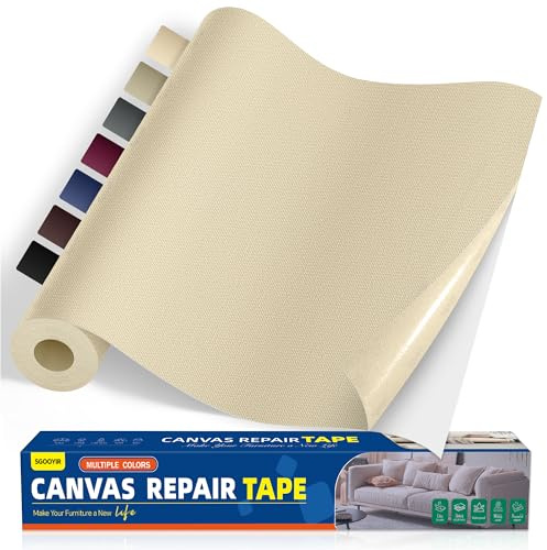 40x100cm Flicken Selbstklebend Stoff, Hellbeige Selbstklebender Stoffkleber Textilkleber, Wasserdichtes Leinwand Stoff Selbstklebend Reparatur Patches für Zelte, Sofa, RV Markise, Stühle