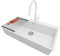 PRIMAGRAN Lavandino da Cucina Bianco 88x50cm, Lavello da Cucina a 1 vasca + Sifone Classico + Rubinetto 40x22cm + Accessorio, Lavabo da Cucina Incasso al mobile 90cm - Oslo