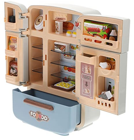 Toddmomy 1set Mini Frigorifero Blu Miniaturizzato Set Accessori Per Giocattoli Realistico e Interattivo Per Giocare e
