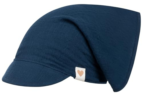 Kopftuch Mütze Schirmmütze Mädchen Sommer Baumwolle Musselin, Bekleidungsgröße: 42-44, Farbe: Dunkelblau