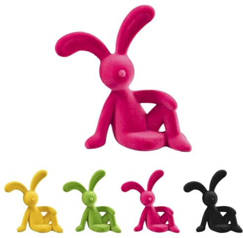Klocke Dekorationsbedarf Moderner Design-Osterhase sitzend - Hase - Beflockte Deko-Figur in leuchtenden Farben - Stylische Osterdekoration für Wohnzimmer & Schaufenster (Pink, Höhe: 22,5 cm)