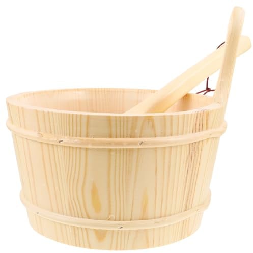 Kichvoe Sauna Holzeimer Satz mit Kelle Holzfass für Sauna und Dampfbad Robustes Spa Accessoire für Zuhause und Gewerblichen Gebrauch Klassisches Design