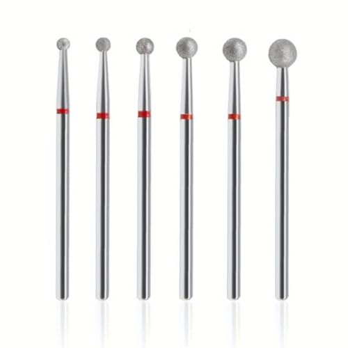 YIPFEN 6 Puntas Redondas para Torno de Uñas de Acero Inoxidable para Cutículas, Manicura, Pedicura, Lijado, Pulido de Uñas de Gel y Acrílico