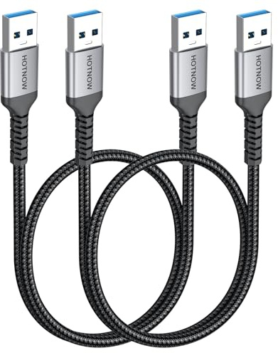 Cable USB 3.0 50cm 2Pack,USB Tipo A Macho a Tipo A Macho,10Gbps Cable | Cable Conexión,Transferencia Rápida Datos,para Impresoras,Escáneres,Módems,Discos Duros,Cámaras,HDD,DVD,KVM,Portátiles y Hubs