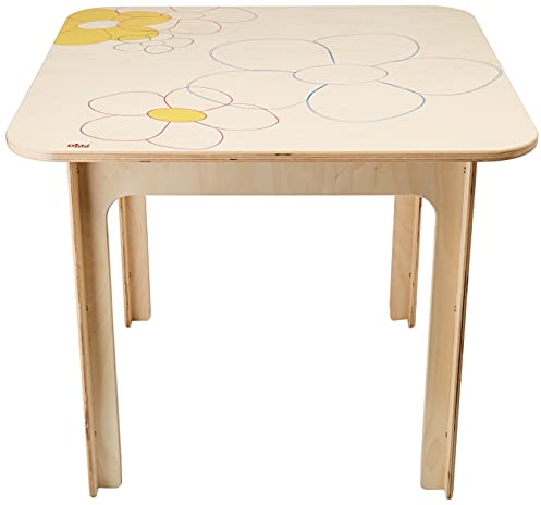 Dida - Quadratischer Holztisch für Kinder, Blumen-Design, Ideal für Kinderzimmer und Schulen, Perfekt für kreative Aktivitäten und Montessori-Bildungsspiele