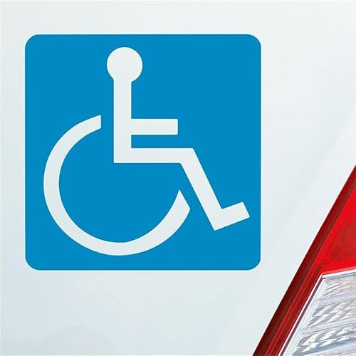 Hellweg Druckerei Auto Aufkleber Rollstuhlfahrer Warnhinweis Rollstuhl 10,5x10,5 cm Hellblau Sticker Heckscheibenaufkleber