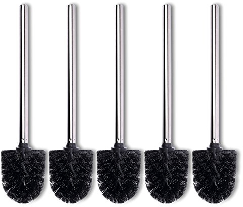 Schramm® 5er Pack WC Bürste Ersatzbürsten schwarz Bürstenkopf Edelstahl Griff Poliert Toilettenbürste Toilettenbürsten Bürsten