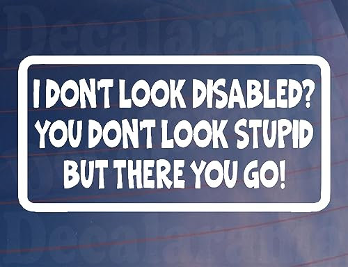 Car Sticker I DON'T LOOK DISABLED YOU DON'T LOOK STUPID Window Bumper Boot Decal