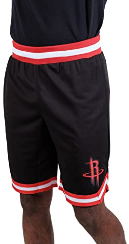 Ultra Game NBA Men's Active Knit Basketball Training Shorts Herren Woven Team Logo Poly Mesh, Schwarz, Medium