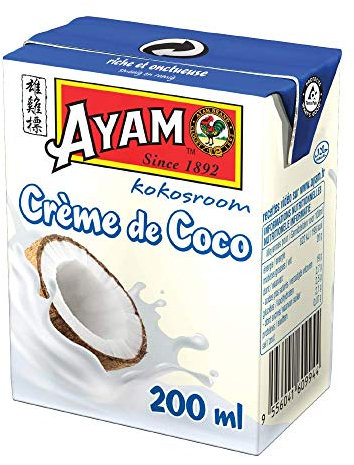 AYAM Crème de Coco | Goût Authentique | Noix de coco Fraîches | Haute Qualité | Alimentation Saine | Lait Végétal | Sans Lactose | Sans Gluten | Sans Conservateurs - 200ml