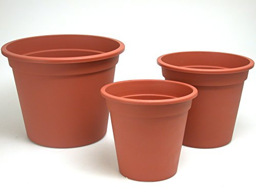 Euro 3 plast 3973020 juego 10 macetas barro Color cocido CM 20 jardín decoración de exterior