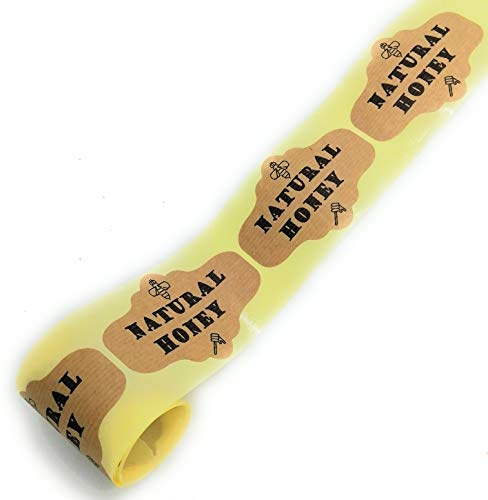 TodoKraft Natural Honey Etiketten aus Kraftpapier für Honiggläser, 50 Stück, 9 x 6 cm, weiß