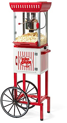 Nostalgia PC25RW Chariot à pop-corn 10 tasses 122 cm Nouvelle génération Candy Stripe 2.5 oz rouge/blanc