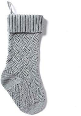 Molinter Weihnachtsstrumpf Nikolausstiefel Weinflaschen Beutel zum Befüllen Stricken Weihnachtsstiefel für Kamin Nikolausstrumpf als Weihnachtsdeko (Grau)