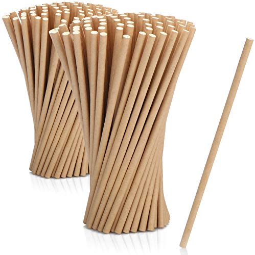 COM-FOUR® Paille 200x en papier kraft - Pailles biodégradables - Pailles en papier écologiques - 19,5 cm
