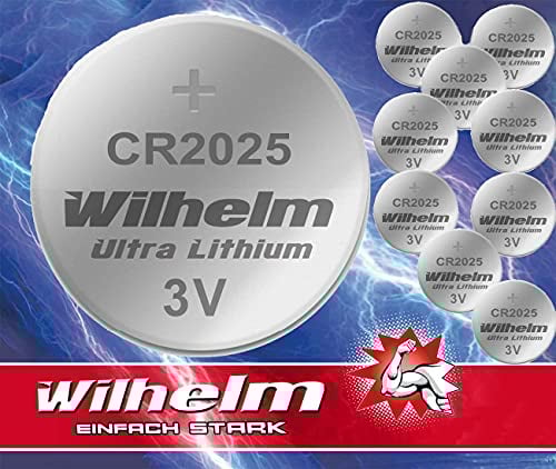 10 x Knopfzelle CR2025 Wilhelm Batterie Lithium 3V CR 2025 Industrieware…
