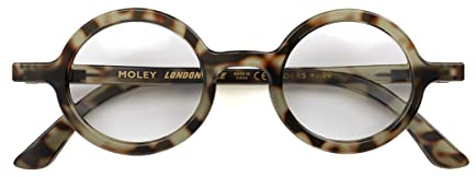 LONDON MOLE Runde Lesebrille | Moley-Brille | Coole Leser | Stilvolle Brille für Herren Damen Unisex | Federscharniere | Graues Schildpatt | + 2,5 Vergrößerung