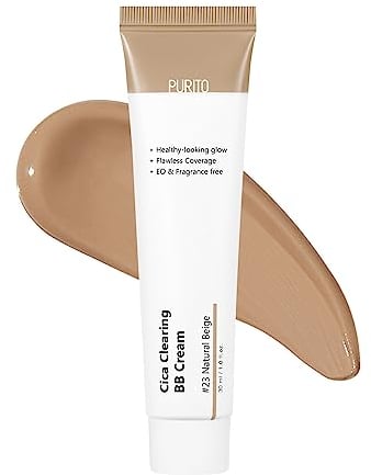 PURITO| Cica Clearing BB Cream, #23 Natural Beige, 1 fl.oz/30 ml, Vegane BB-Creme, Foundation, ohne Tierversuche hergestellt
