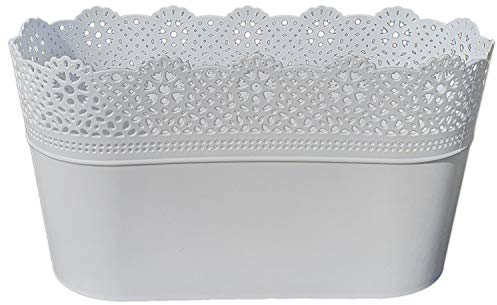 Erhard-Trading Blumentopf LUZIA oval Weiss 29 x 13 cm Pflanztopf Übertopf Kunststoff bunt