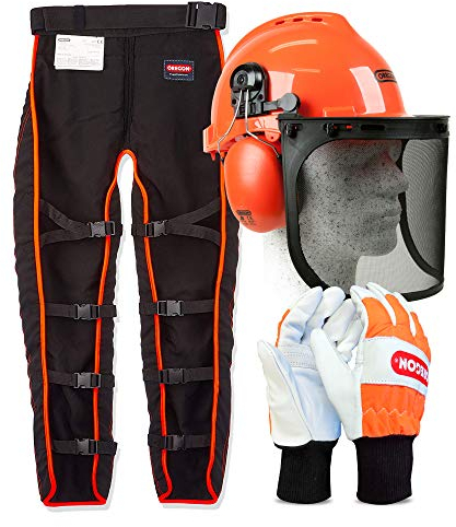 OREGON Type A Chainsaw Safety Clothing Kit with Universal Leggings/Seatless Trousers, Helmet with XL Gloves