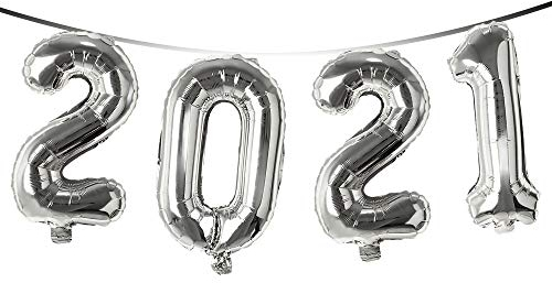 Trendario Silvester Deko 2022 Girlande - Happy New Year Deko 2022 Luftballon Girlande für Silvester Party Deko Wohnung (Silber)