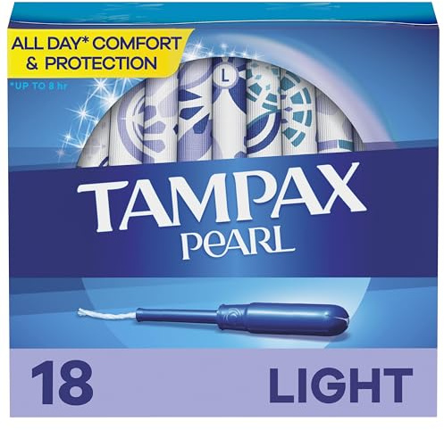 Tampax Pearl Tampons, leichte Saugfähigkeit mit Auslaufschutzgeflecht, geruchlos, 18 Stück