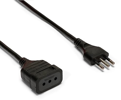 Velamp Prolunga elettrica da 3 metri – Spina e presa da 10A - Ideale per collegare gli apparati domestici – Colore nero