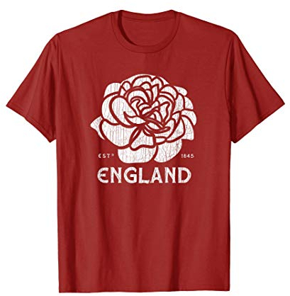 Rugby English Top White / Red Rose Flag of England T-Shirt
