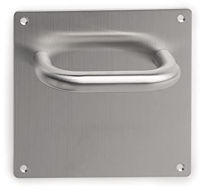 EMUCA - Juego de manillas en U con placa de 17x17cm para puertas de interior, Acero inoxidable, Niquel satinado