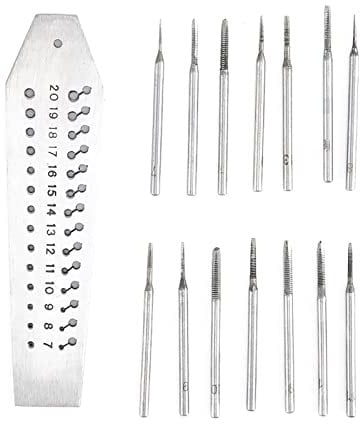 Set di rubinetti a vite, strumento di riparazione di orologi in acciaio a 36 fori, kit di maschiatura per filettatura utensile da intaglio, 7-20 del numero di modello per orologiaio