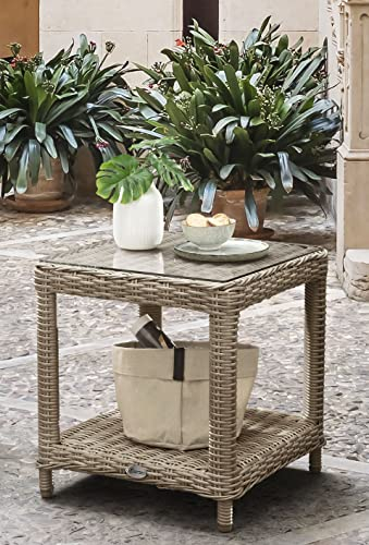Destiny Beistelltisch Merano 46x46x50 cm, Polyrattan, Natur meliert